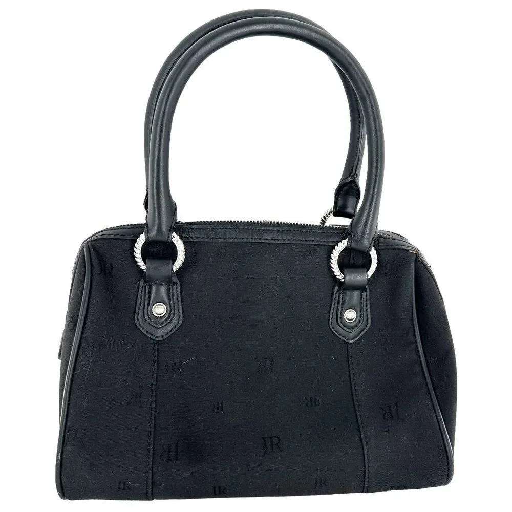 Judith Ripka Black Signature Canvas Satchel Handbag